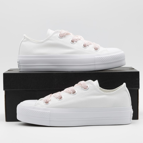 Converse Women's Chuck Taylor All Star Lift Platform Crochet Laces Shoes White 8 - Picture 10 of 11